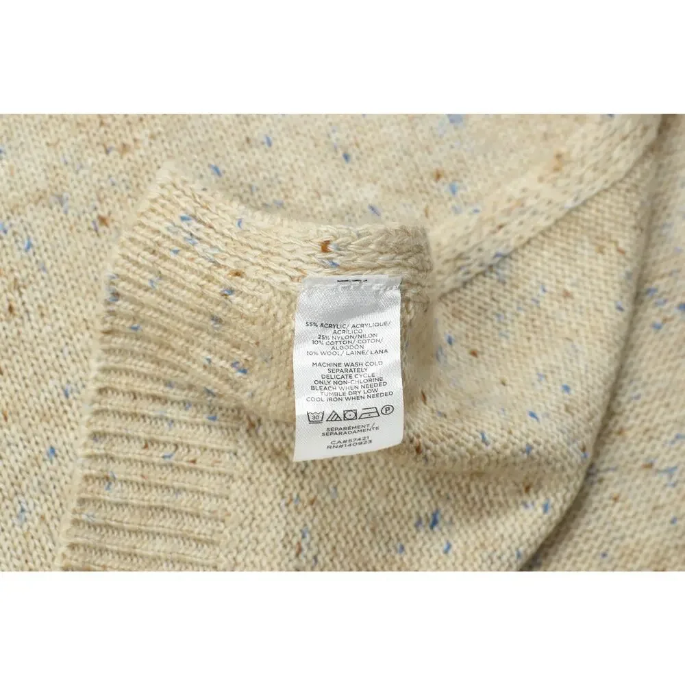 LOFT Women XS/S Beige Flecked Knit Tie Side Short Sleeve Sweater Poncho